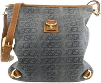 Gucci Pre-owned Cross Body Bags, female, Blue, Size: ONE SIZE Pre-owned Canvas Cross Body Bag