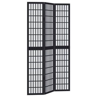 Berkfield Home Room Divider 3 Panels Black Solid Wood Paulownia