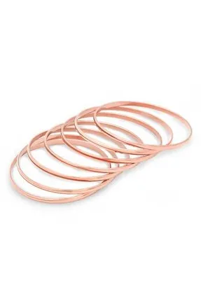 HMY Jewelry Polished Bangle Bracelet Set in Rose at Nordstrom Rack