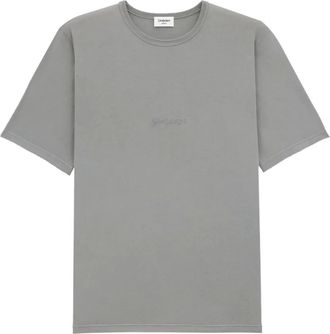 Saint Laurent embroidered cotton t-shirt - men - Cotton/Polyester - L - Grey