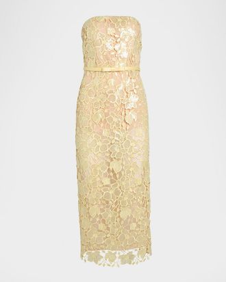 Retrofête Rowen Sequined Lace Midi Dress