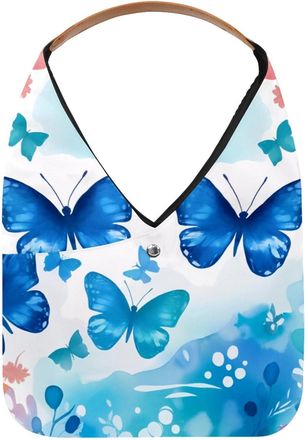 Generic Watercolor Butterflies Silhouette Reusable Lightweight Grocery Bags - Foldable Into Compact Pouch, Washable & Sturdy, Multipurpose for Shopping and Tr