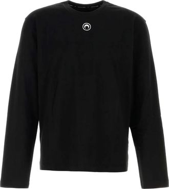 Marine Serre long-sleeve cotton T-shirt - men - Cotton - M - Black