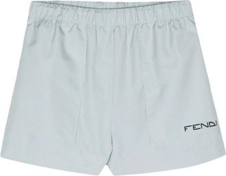 Fendi Techno Stof Shorts - Dames - Bermuda - Blauw - XS - Polyester - Korte Broeken