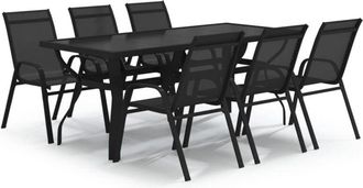 vidaXL Juego de comedor para jardín 7 piezas negro Vidaxl