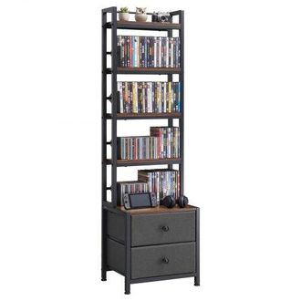OEM Mueble De Almacenamiento Multimedia Con 4 Estantes Y 2 Cajones, Para Cd, Dvd, Libros Y Discos De Juegos, Ideal Para Sala De Estar, Oficina En Casa, Sa