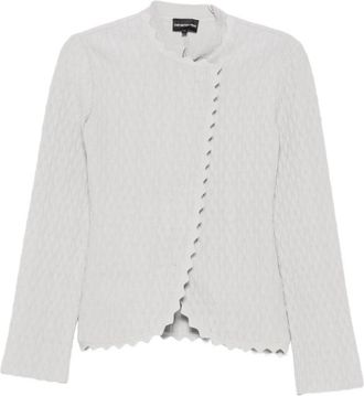 Emporio Armani Wave-Textured Scalloped Jacket - Dames - Zomerjassen - Grijs - XL - Jassen