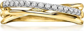 Ross-Simons Lab-Grown Diamond Crisscross Ring in 18kt Gold Over Sterling