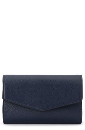 Olga Berg Nic Faux Leather Clutch in Navy at Nordstrom
