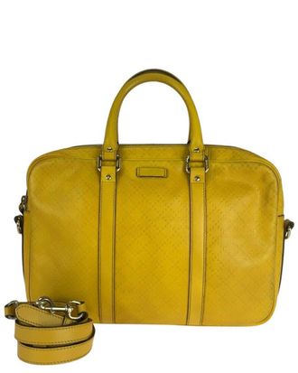 Gucci Yellow Calfskin Diamante Briefcase (Authentic Pre-Loved)