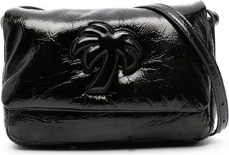 Palm Angels Soft Bridge Logo Schoudertas - Dames - Schoudertassen - Zwart - ONE Size - Leer - Tassen