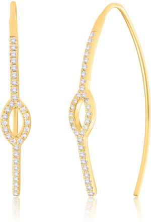 MAX + STONE 925 Sterling Silver Gold Plated Cubic Zirconia Threader Earrings