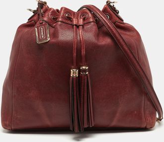 Coach Madison Drawstring Red Leather Shoulder Bag