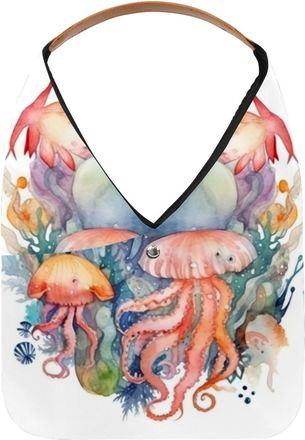 Generic Jellyfish Reusable Lightweight Grocery Bags - Foldable Into Compact Pouch, Washable & Sturdy, Multipurpose for Shopping and Travel