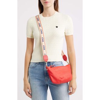 Clare Vivier Petit Moyen Leather Messenger Bag in Lipstick Lamba at Nordstrom