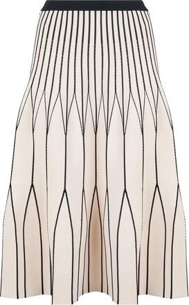 Elisabetta Franchi Gonna midi geometric - Dames - Midirokken - Beige - L - Rokken