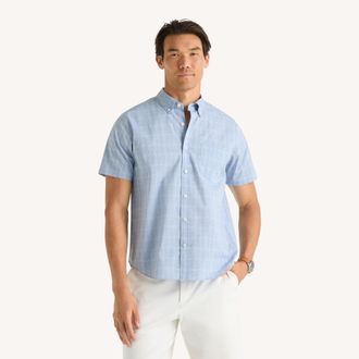 Nautica Mens Wrinkle-Resistant Classic Fit Plaid Shirt