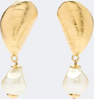 Oscar De La Renta Mussel embellished clip-on drop earrings