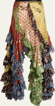 Etro Asymmetric Ruffled Maxi Skirt