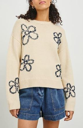 Rails Zoey Floral Stitch Sweater in Ivory Navy Stitched Daisies at Nordstrom Rack, Size X-Small