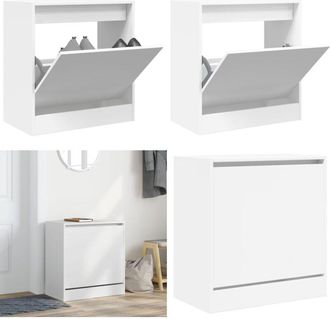 vidaXL Scarpiera Bianca 60x34x63,5 cm in Legno Multistrato - Scarpiera per ingresso - Scarpiera da interno