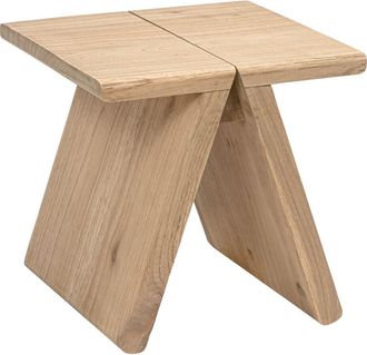 Jonathan Y Designs Jack Rustic Scandinavian Handcrafted Solid Mindi Wood Sculptural Base Accent Stool in Natural at Nordstrom