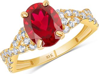 MAX + STONE Solid 10k Yellow or White Gold Gemstone Oval Cut Birthstone Ring