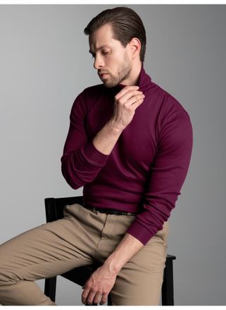 Trigema Rollkragenshirt TRIGEMA TRIGEMA Langarm Ski- und Sport-Rollkragenpullover, Herren, Gr. XXL, rot (sangria), 100% Baumwolle (Bio-Baumwolle kbA), Basic, 