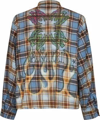 Amiri Mens Shirt Ma Quad Bleached Check Multicolour Cotton