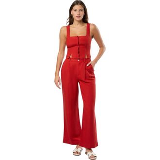 Onia Air Linen Square Neck Top in Dark Red at Nordstrom, Size 00