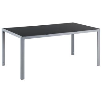 Beliani Beliani - Mesa De Comedor De Jard&iacute;n Con Tablero De Vidrio Templado Negro Y Estructura De Aluminio Gris 160 X 90 Cm Catania