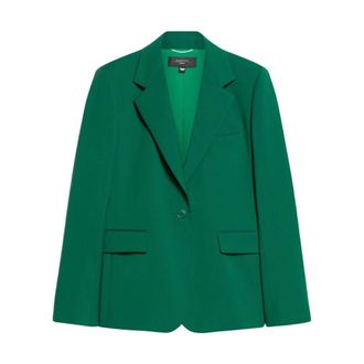 Max Mara Blazer Lamine - Dames - Blazers - Groen - M - Leer - Jassen