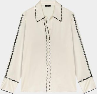 Rails Aloise Embroidered Long-Sleeve Silk Blouse