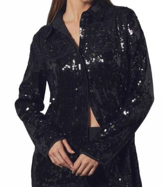 endless rose Sequins Dress Shirt In Black