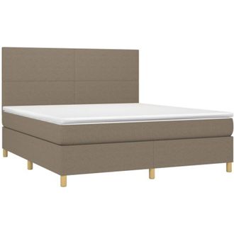 vidaXL Vidaxl - Cama Box Spring Colch&oacute;n Y Luces Led Tela Gris Taupe 160x200 Cm