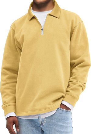 Generic Mens Quarter Zip Pullover Mock Neck Sweatshirt Long Sleeve Top for Fall Winter (UK, Alpha, XL, Regular, Regular, 14)
