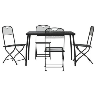 Berkfield Home 5 Piece Garden Dining Set Anthracite Metal Mesh in Black
