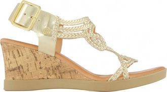 Andrea Womens Wedge Casual Comfort Ankle Strap Sandals In Gold