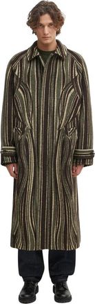 Kenzo Leaf Stripe Coat - Heren - Mantel - Veelkleurig - XL - Wol - Jassen