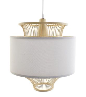 Home Heavenly L&aacute;mpara De Techo De Bamb&uacute; Kacey, Colgante De Forma Cil&iacute;ndrica Geom&eacute;trica, 52x40 Cm. Color: Blanco Natural - Home Heavenly