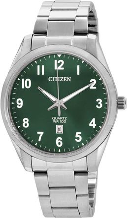 Citizen Quartz Green Dial Stainless Steel Mens Watch BI1031-51X