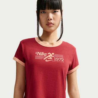 Nike Womens Nike Sportswear Ringer T-Shirt in Red | IO7383-663
