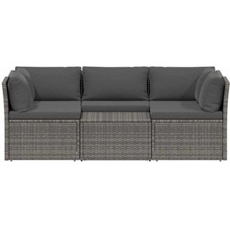 vidaXL vidaXL Set Divani da Giardino 4 pz con Cuscini in Polyrattan Grigio