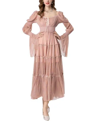 Burryco Pink Solid Maxi Dress