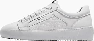 AH by Android Homme Mens Venice Emboss Patent Croc White Leather Trainer - Size: 10