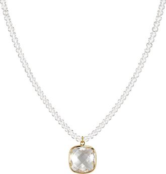 Jewelmak 14K White Topaz Necklace