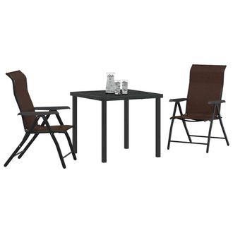 Berkfield Home Modern 3 Piece Garden Dining Set Brown Poly Rattan