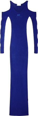 Off-white ribbed cut-out dress - women - Polyester/Viscose - 40 - Blue