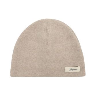 Jacquemus Chevron Beanie - Dames - Hoeden - Beige - ONE Size - Wol - Accessoires