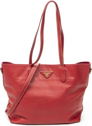 Prada Pre-owned Womens Convertible Open Shopping Tote Shoulder Bag - Red - One Size